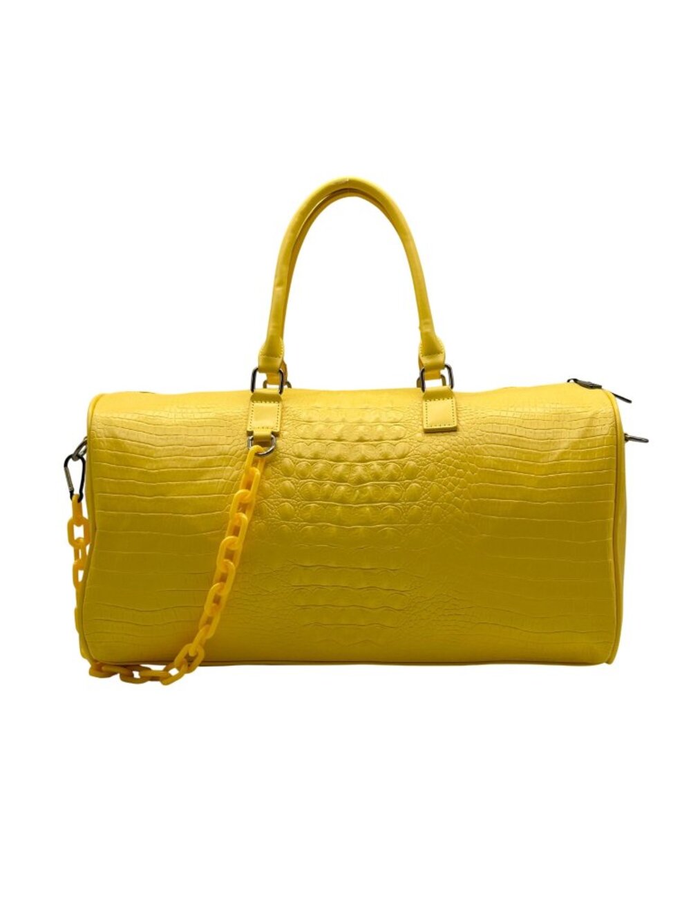 Privata Yellow Croc-EmbossedTravel Duffel Bag
